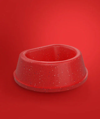 Red color collection pictured in a Ruff Land dog bowl