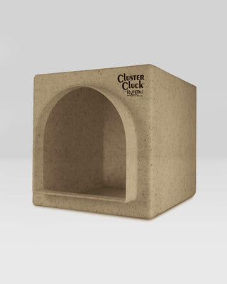 Cluster Cluck™ durable roto-molded chicken coop in a natural beige color, designed for easy cleaning and assembly.