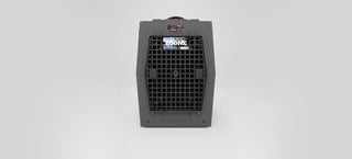 Custom Nameplate on a RuffLand Performance Kennel, showcasing the design and the dog's name, BOONE, against a neutral backdrop.