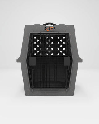 dark gray kennel for airline travel