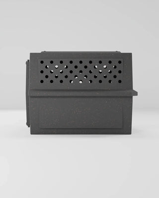 Side view of the Airline Kennel - 400 Series (LG) by RuffLand® Performance Kennels, displaying the kennel's sleek design and airflow features.